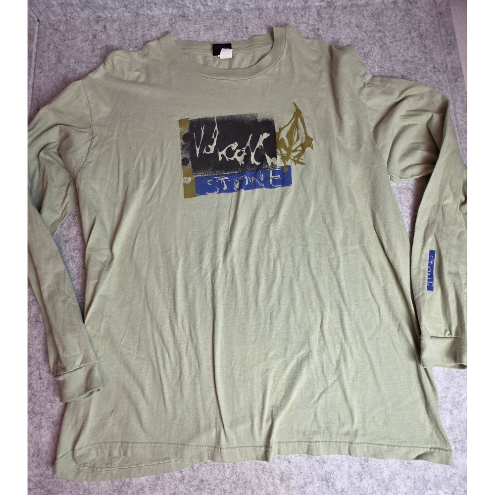 Vintage Volcom Stone Long Sleeve Graphic Tee Sage Green XXL Skater Y2K Grunge